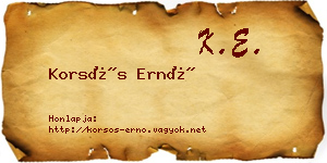 Korsós Ernő névjegykártya